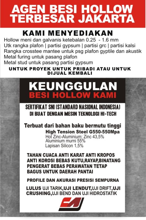 Harga Partisi Gypsum Rangka Material Bahan Metal Stud 3 76 Per Batang Paling Murah Jakarta